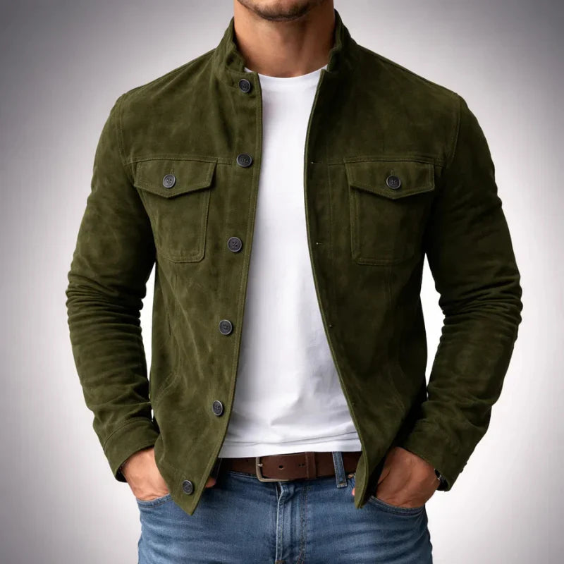 Men’s Button-Up Suede-Look Jacket
