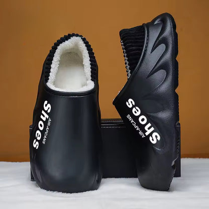Men’s Plush Waterproof Fleece-Lined Indoor–Outdoor Winter Slippers