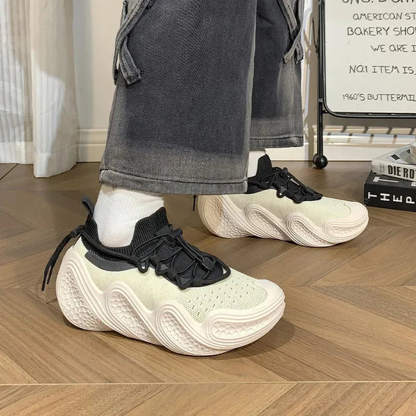 Men's Knit Lace-Up Casual Sneakers