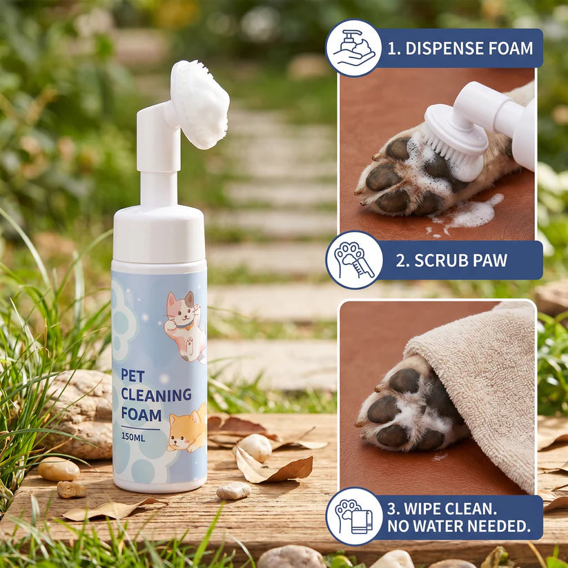 Waterless Pet Paw Cleansing Foam with Brush
