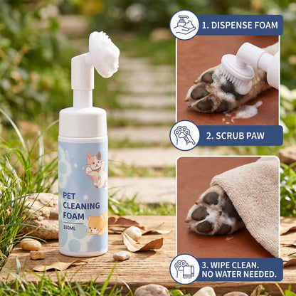 Waterless Pet Paw Cleansing Foam with Brush