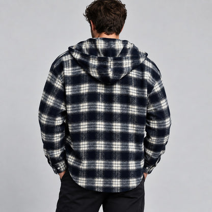 Men's Plaid Hooded Button Shirt
