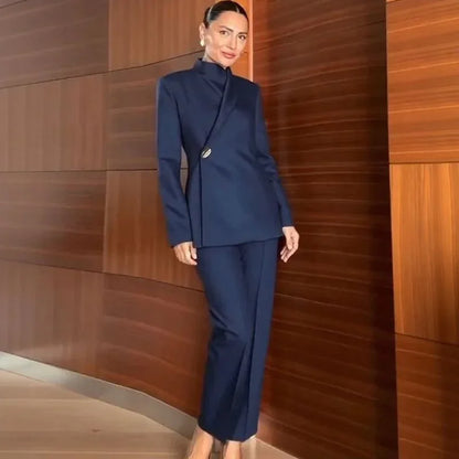 Women's Tailored Blazer & Straight-Leg Pants Set