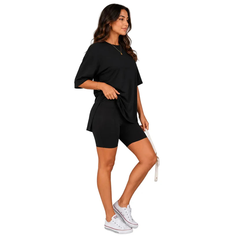 Women's Relaxed Tee & Biker Shorts Set