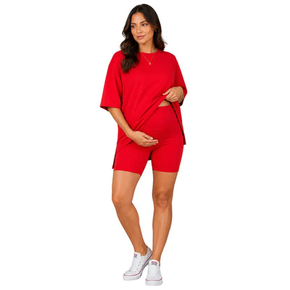 Women's Relaxed Tee & Biker Shorts Set