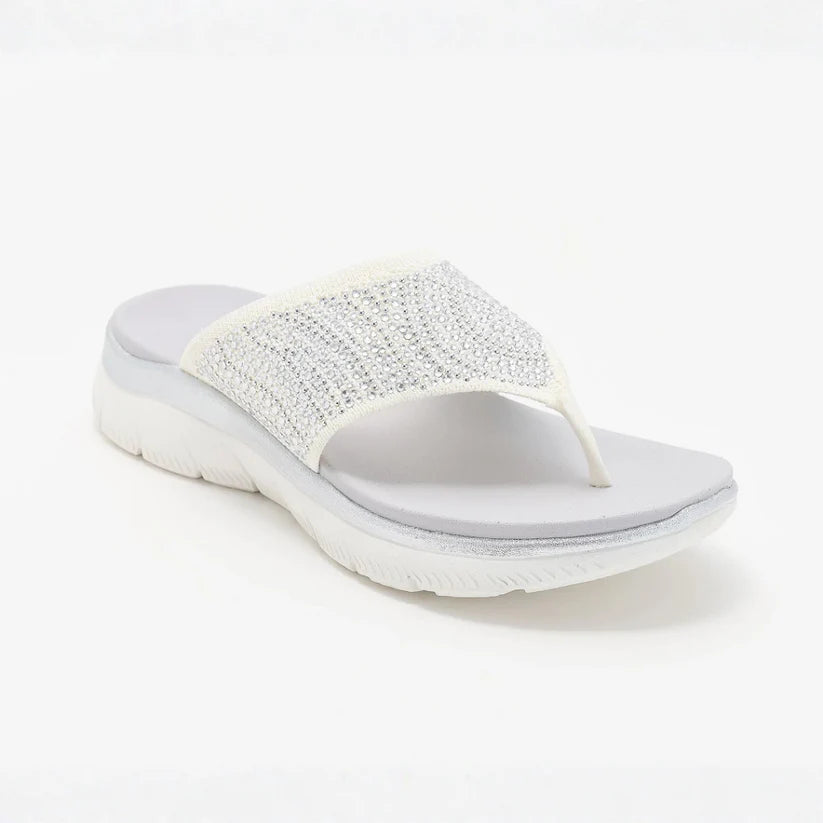 Women's Rhinestone Knit Thong Sandals