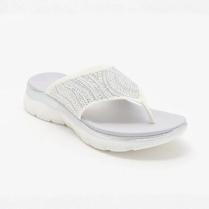 Women's Rhinestone Knit Thong Sandals