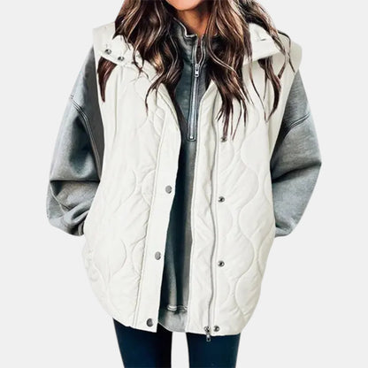 Women's Quilted Zip and Snap Button Vest