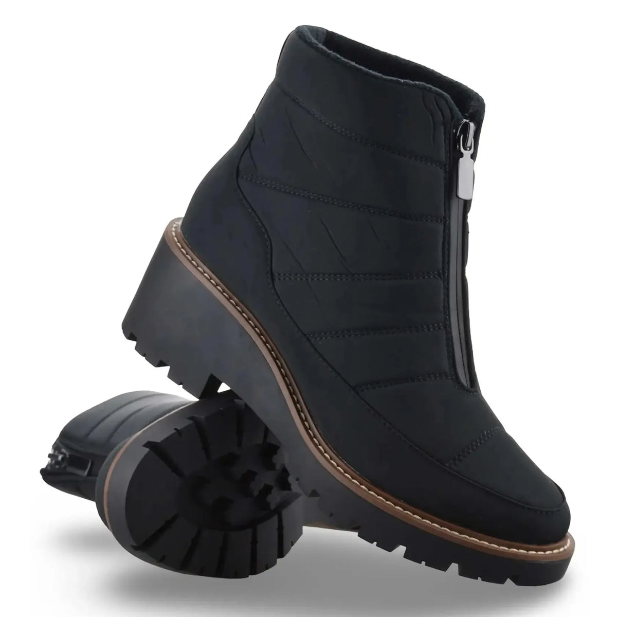 Women's Zip Ankle Boots with Lug Sole