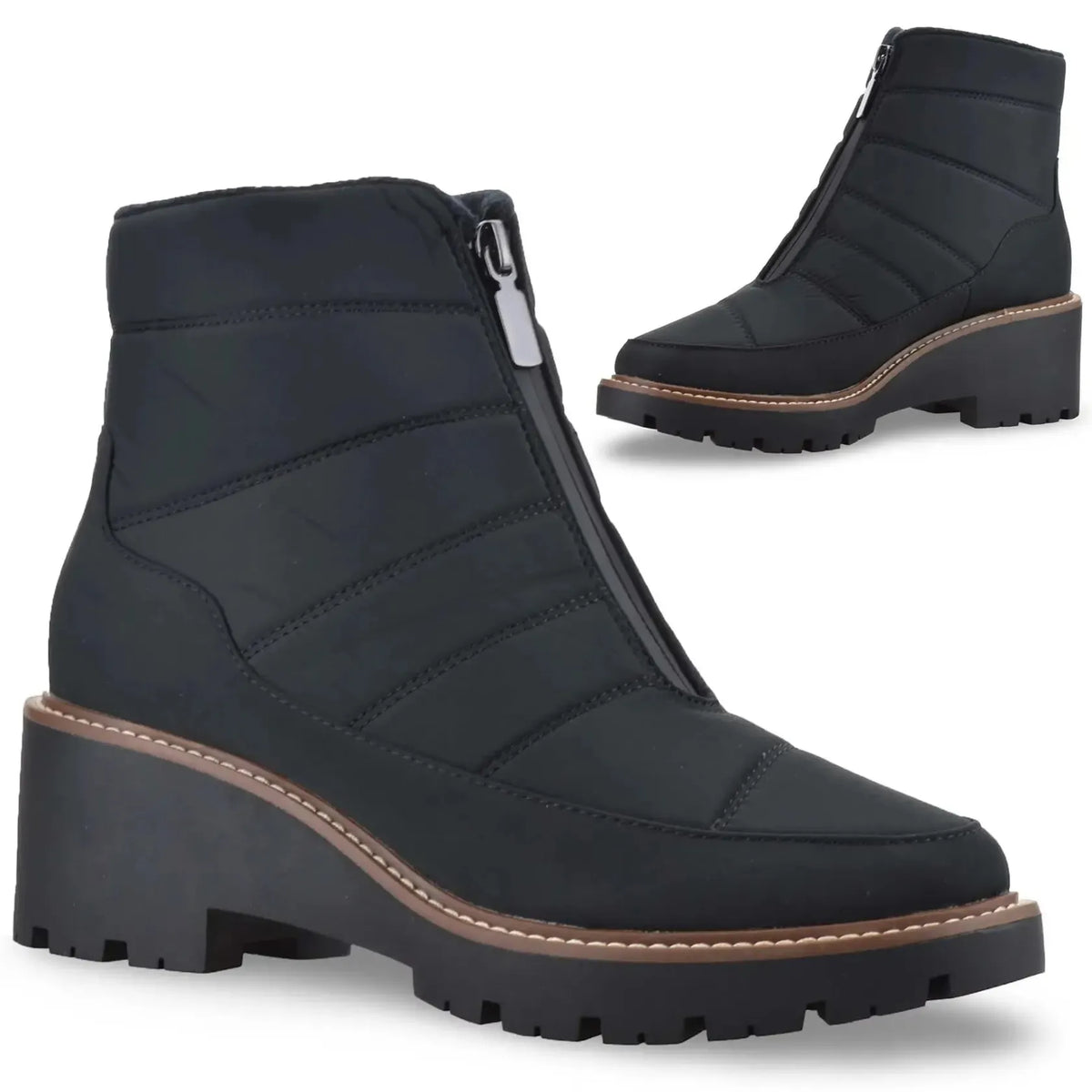 Women's Zip Ankle Boots with Lug Sole