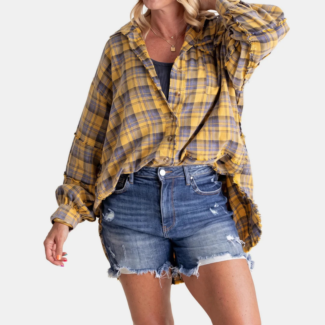 Women's Plaid Button-Front Shirt
