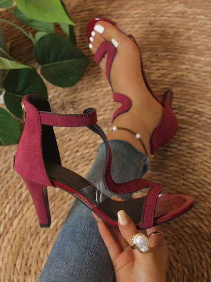 Women's Clear Strap Ankle Strap Stiletto Sandals