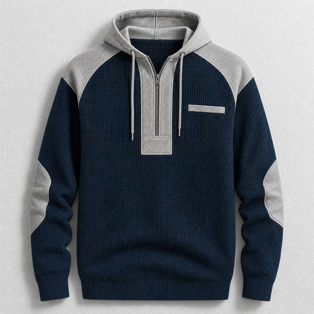 Men's Waffle Hooded Half-Zip Pullover