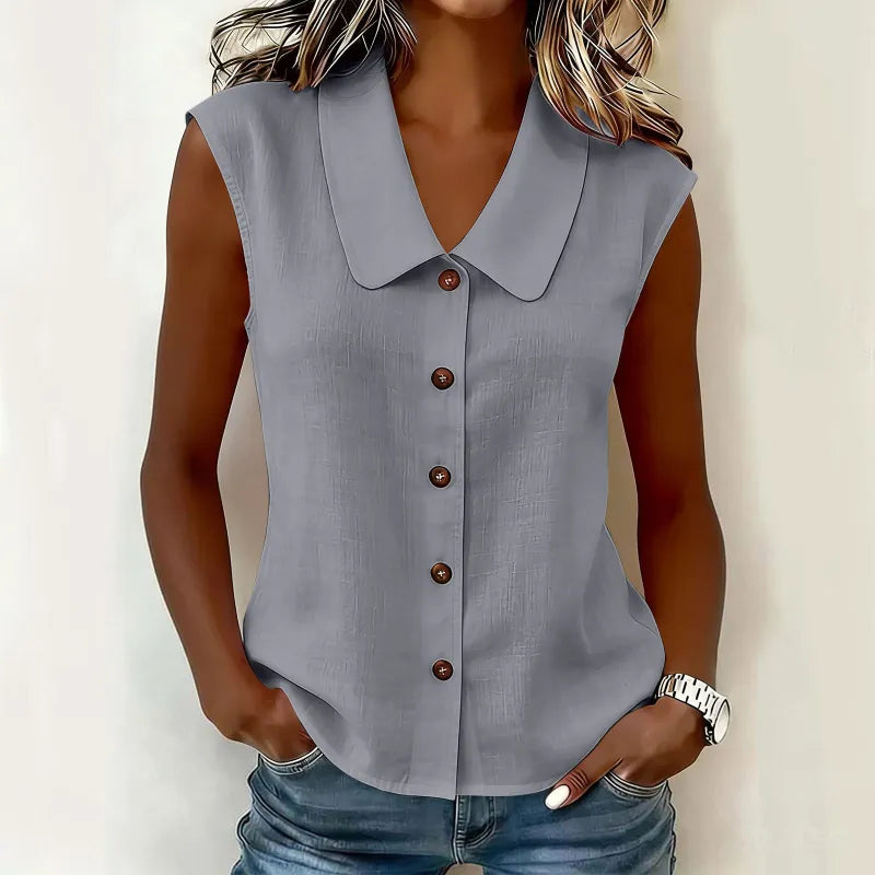 Women's Sleeveless Button-Up Blouse