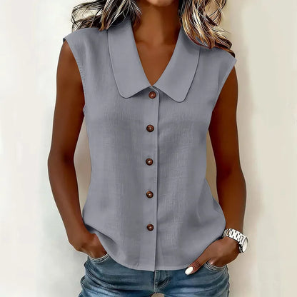 Women's Sleeveless Button-Up Blouse