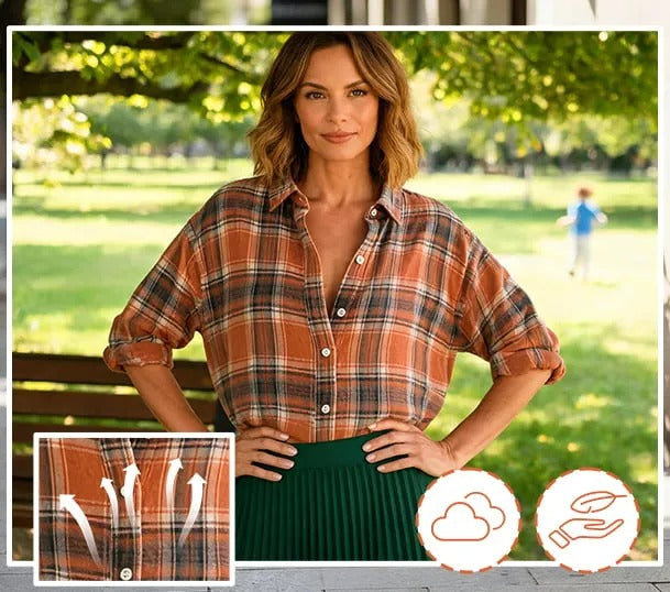 Women's Plaid Button-Front Casual Shirt