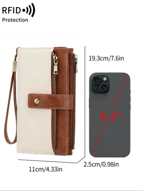 Women's Long Zip-Around Wallet With Wrist Strap