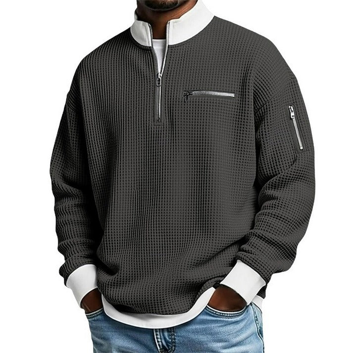Men's Quarter-Zip Textured Pullover
