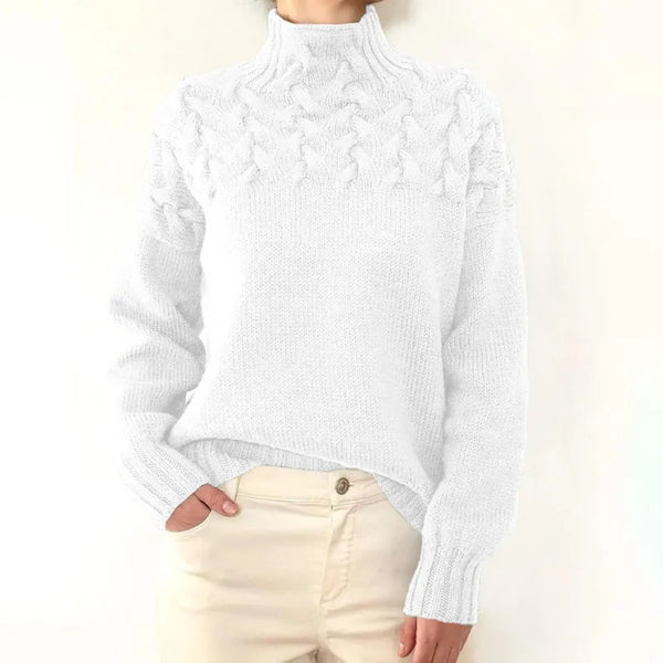 Women's Cable Pattern Roll Neck Sweater
