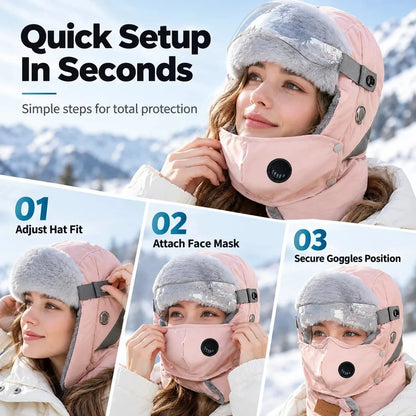 Women's Winter Hat with Face Covering and Goggles