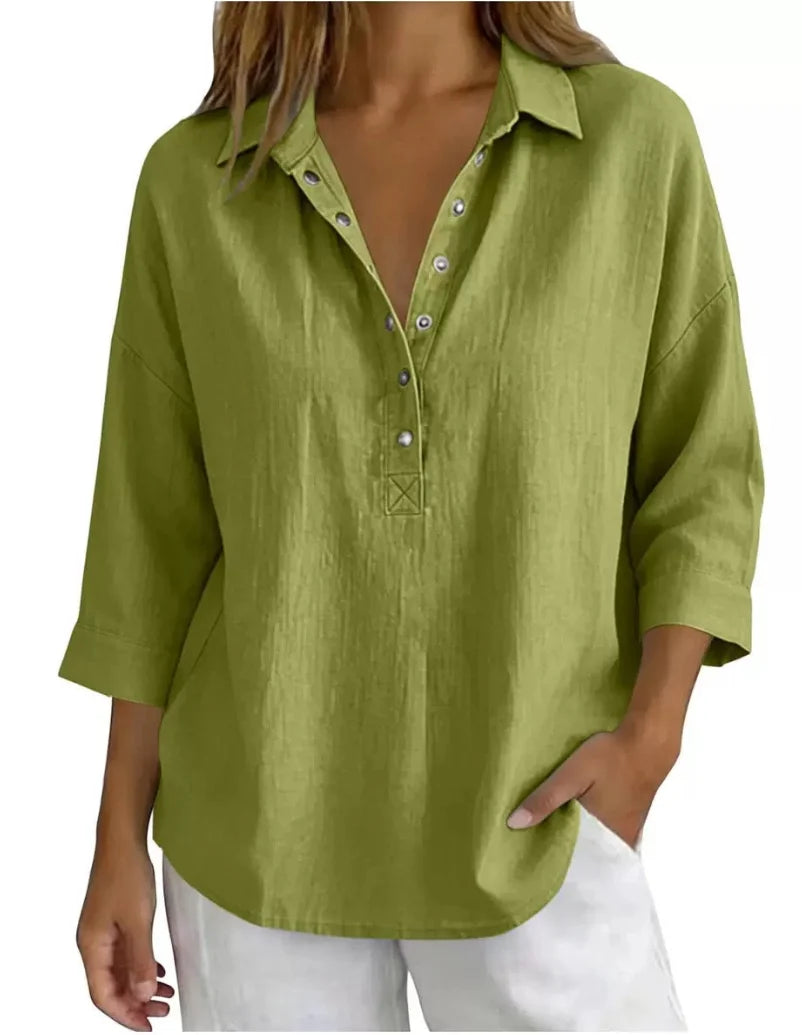 Women's Casual Henley 3/4-Sleeve Shirt