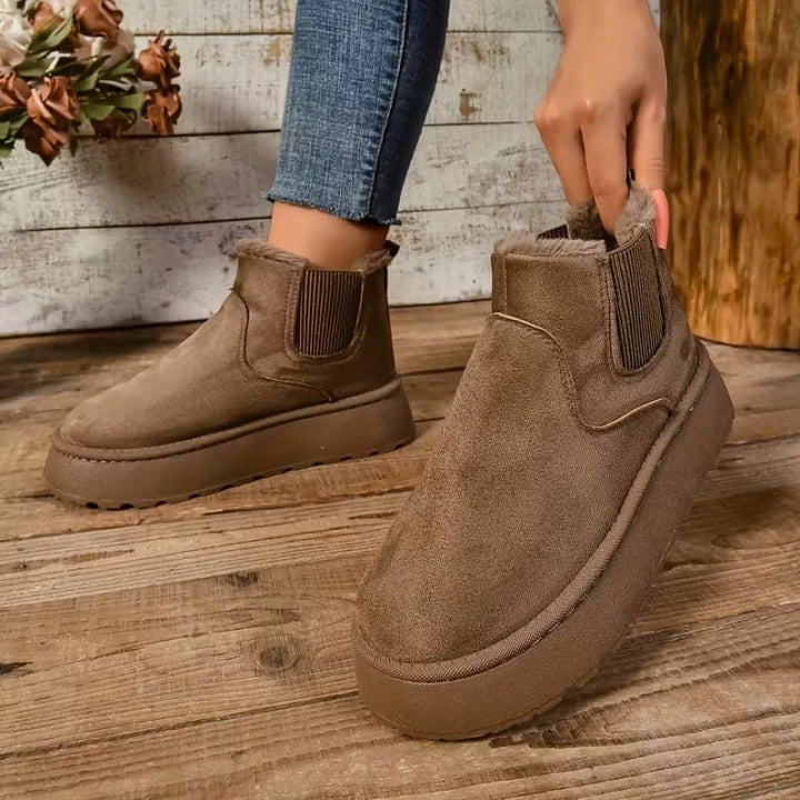 Women's Fuzzy-Collar Ankle Boots