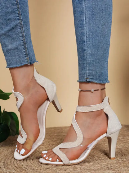 Women's Clear Strap Ankle Strap Stiletto Sandals