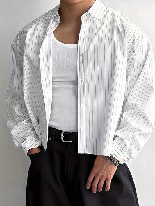 Men's Relaxed Fit Striped Button-Up Shirt