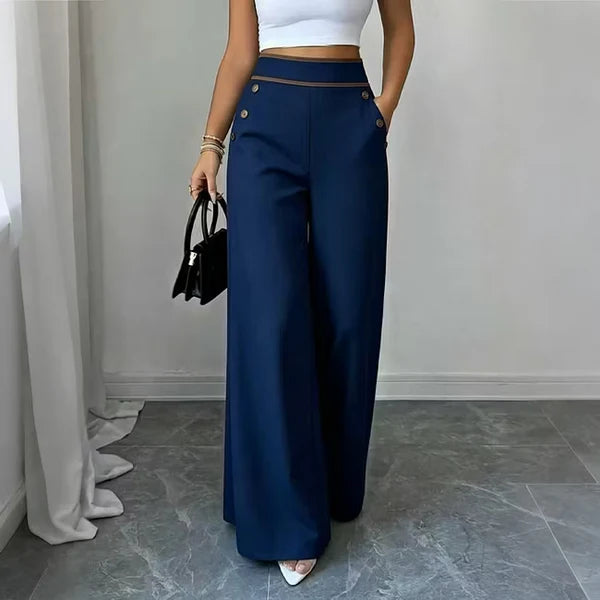 Women’s Contrast Trim Wide-Leg Pants