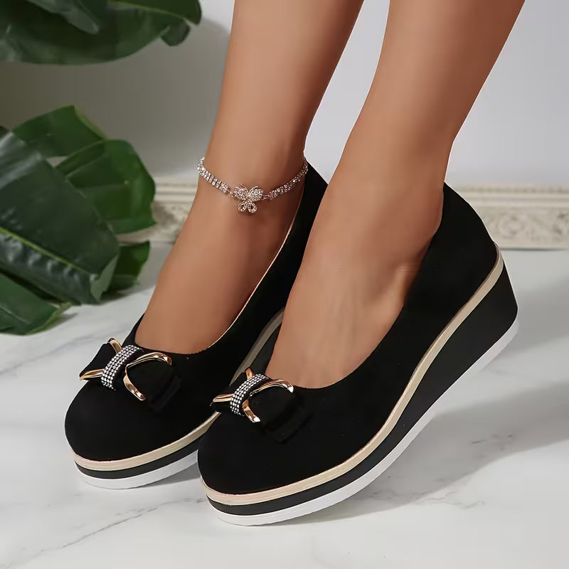 Women's Bow Detail Wedge Court Shoes