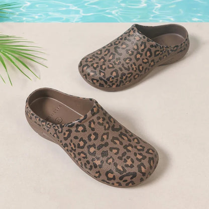 Women’s Leopard Print Flat Mule Sandals
