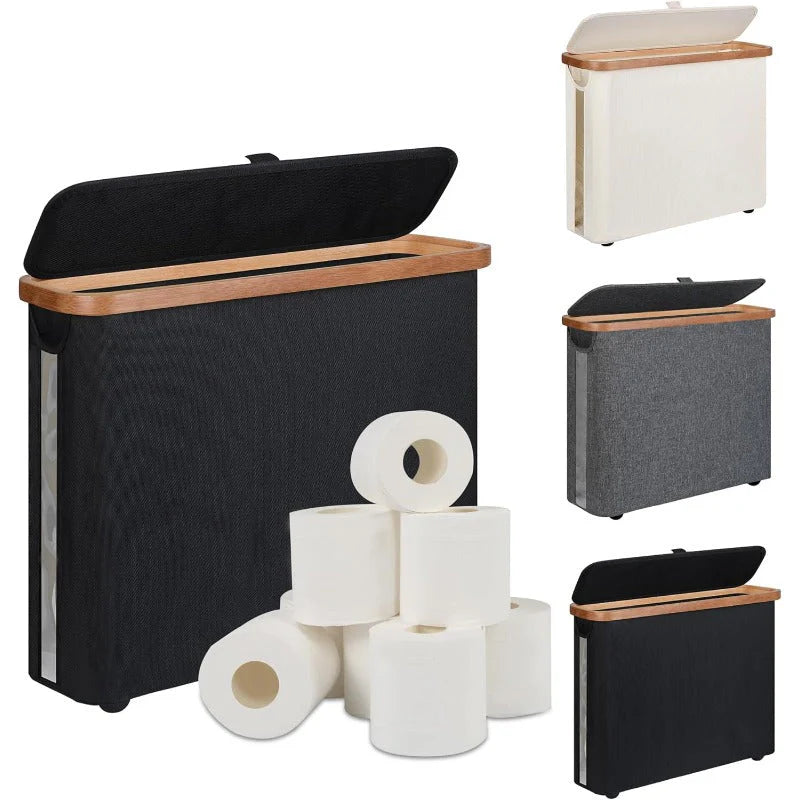 Foldable Toilet Paper Storage Basket with Lid
