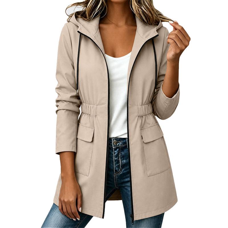 Women's Hooded Zip Jacket with Front Pockets