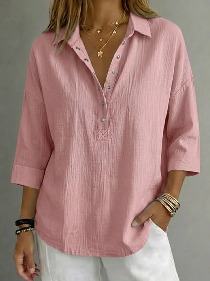 Women's Casual Henley 3/4-Sleeve Shirt