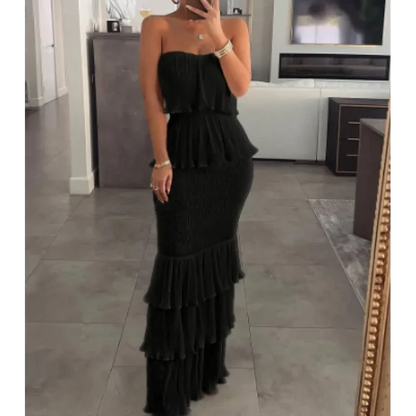 Women’s Strapless Tiered Ruffle Dress