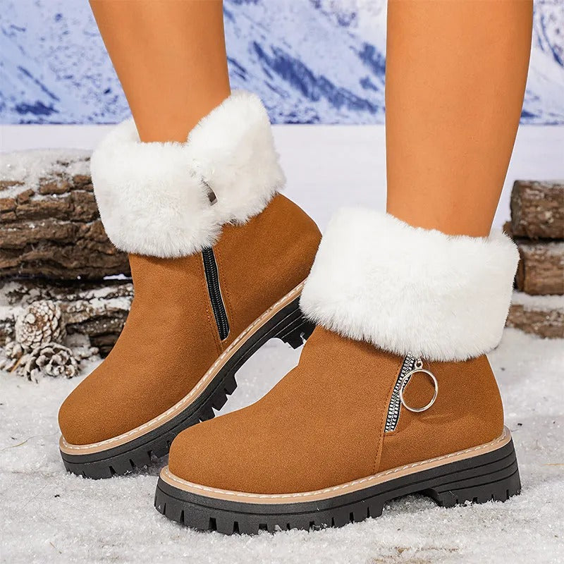 Women's Faux Fur Cuff Ankle Boots