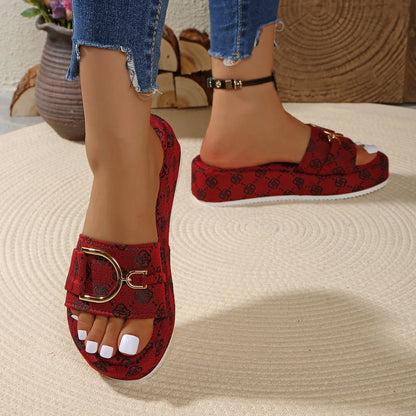 Women's Printed Platform Slide Sandals