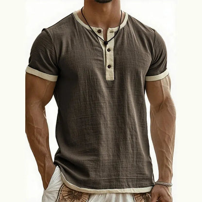 Men's Contrast-Trim Henley Shirt