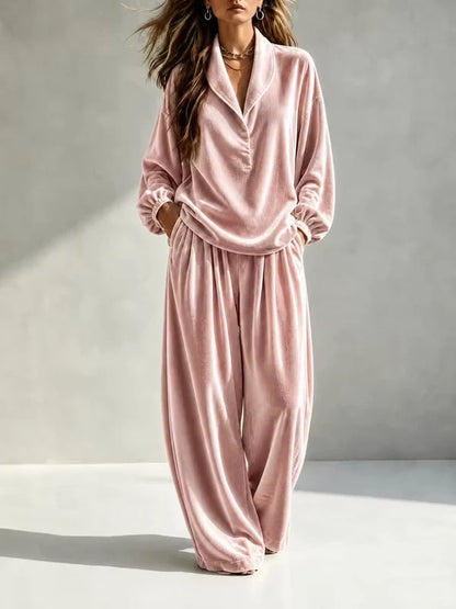 Women’s Velvet-Look Relaxed Pants Set