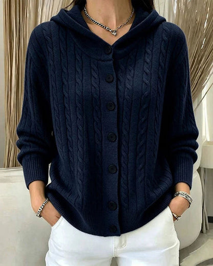 Women's Hooded Button-Front Cardigan