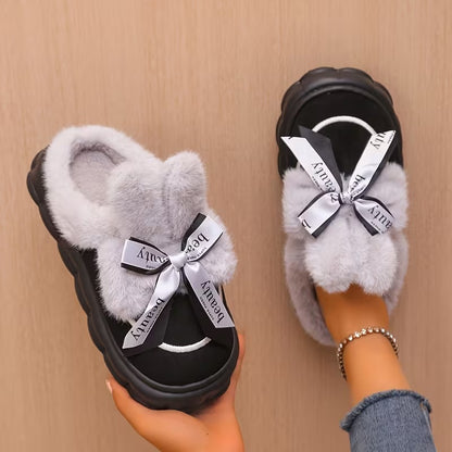 Women's Bow Detail Lined Slippers