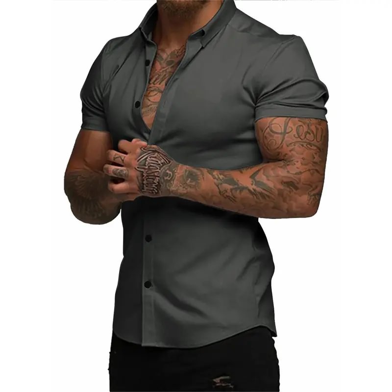 Men's Slim-Fit Short Sleeve Button-Up Shirt