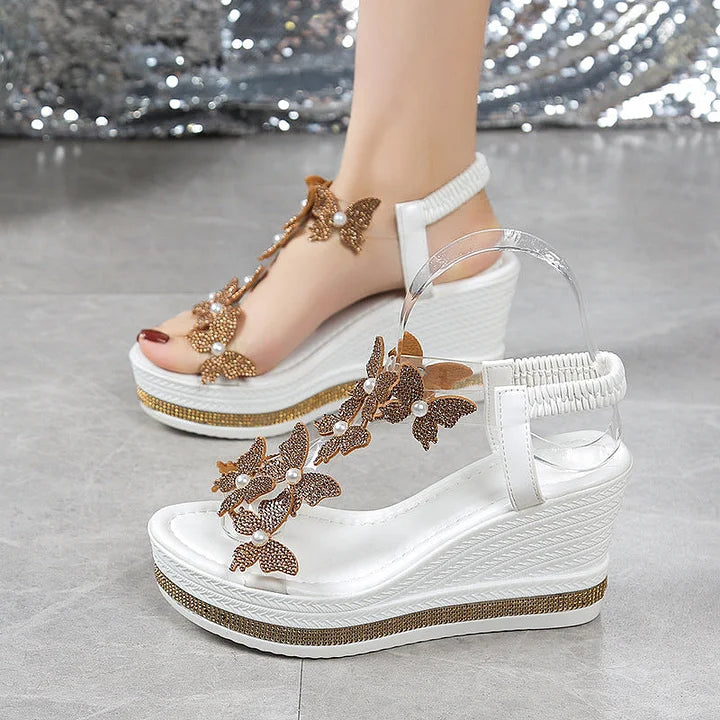 Women’s Butterfly Embellished Wedge Sandals