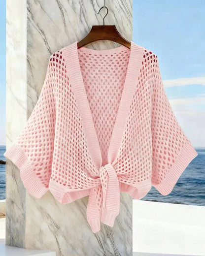 Women's Tie-Front Open Knit Cardigan