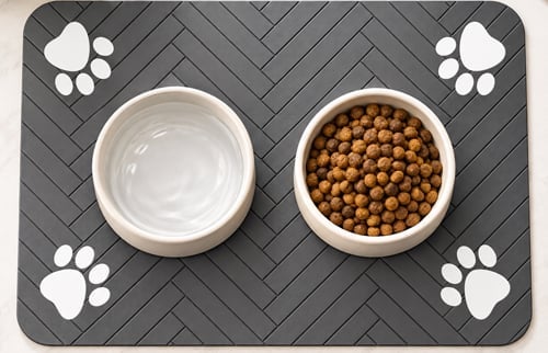 Pet Feeding Mat with Paw Print Design