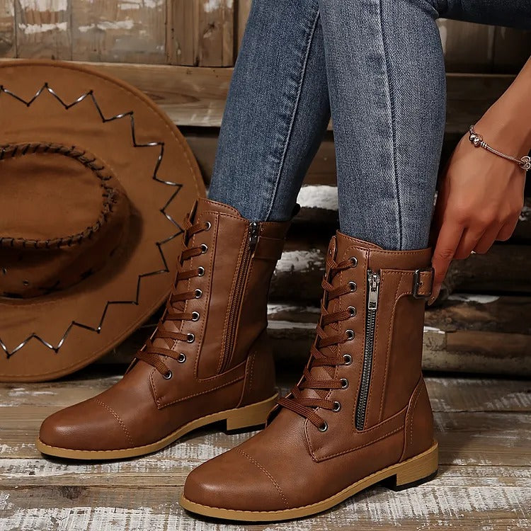 Women's Lace-Up Side-Zip Boots