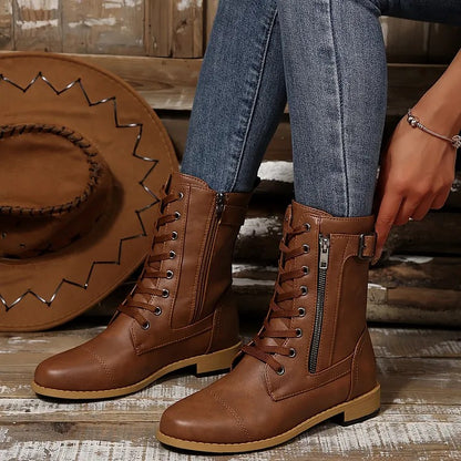Women's Lace-Up Side-Zip Boots
