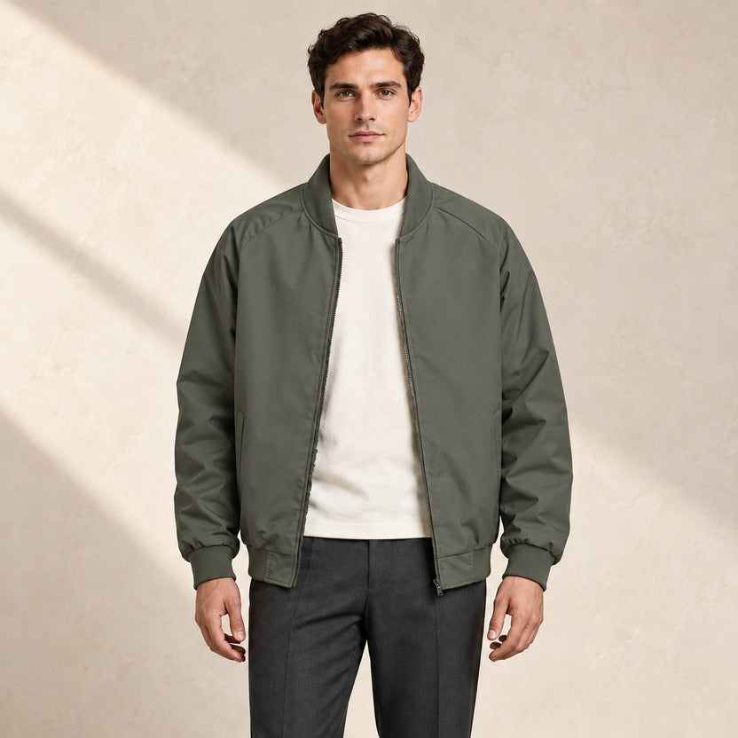 Men's Classic Zip-Up Bomber Jacket