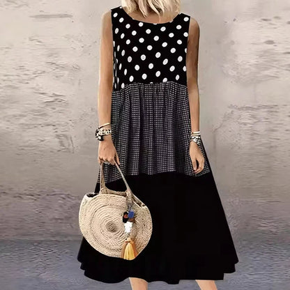 Women’s Polka Dot and Check Patchwork Dress