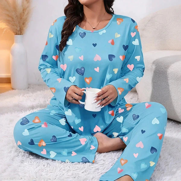 Women's Heart Print Pajama Set